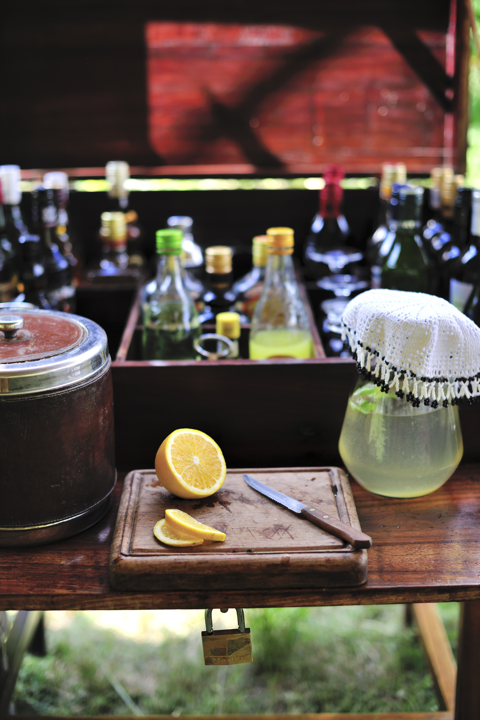 Mobile bar setup.