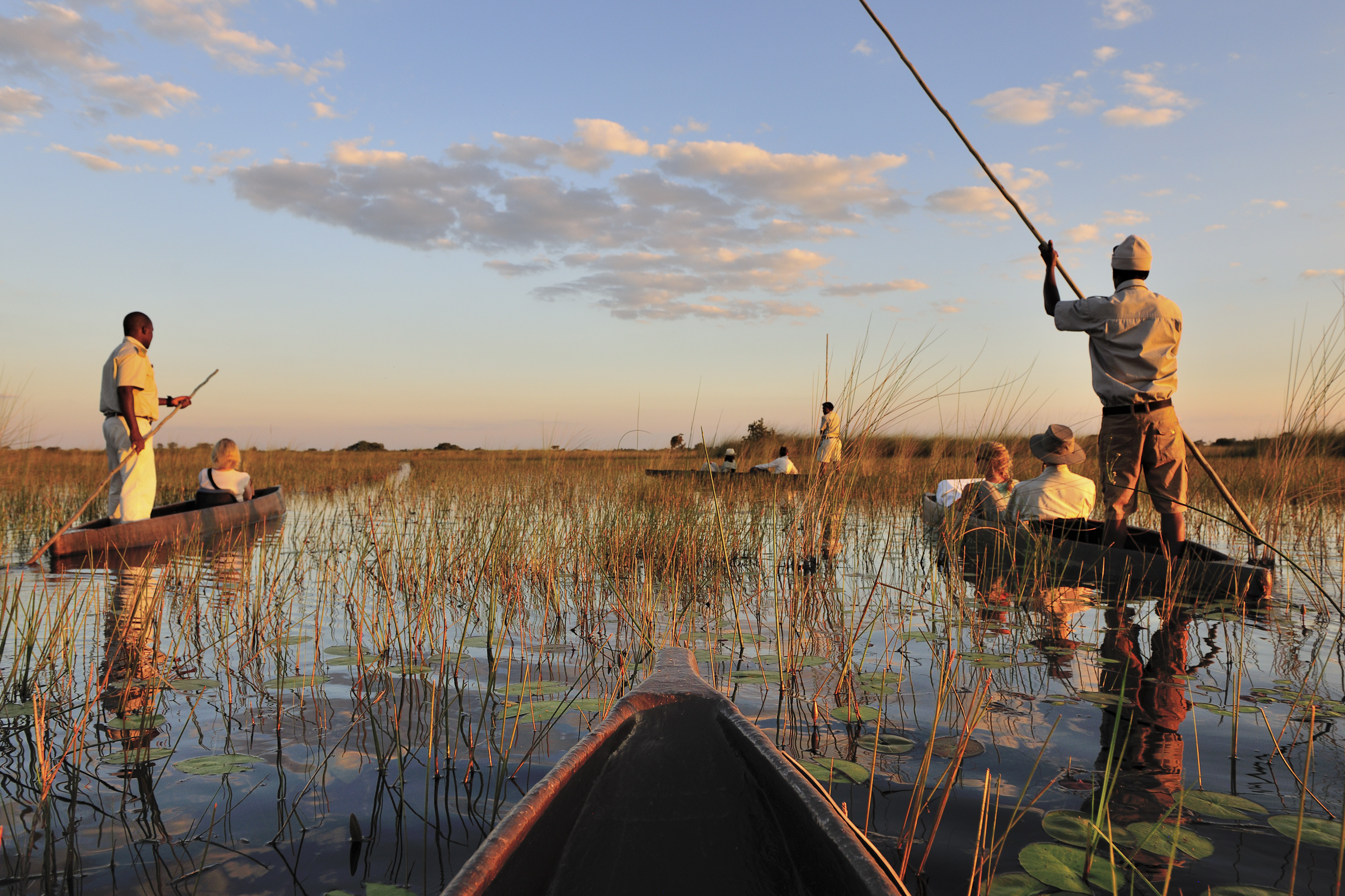 Gliding through the delta in a mokoro canoe at Duke's Camp.